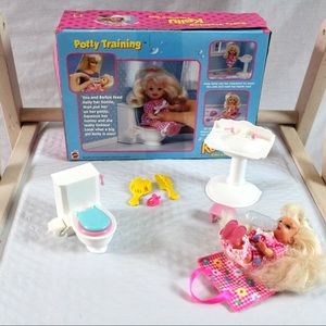 Vintage 1996 Barbie Kelly Potty Training Doll Set